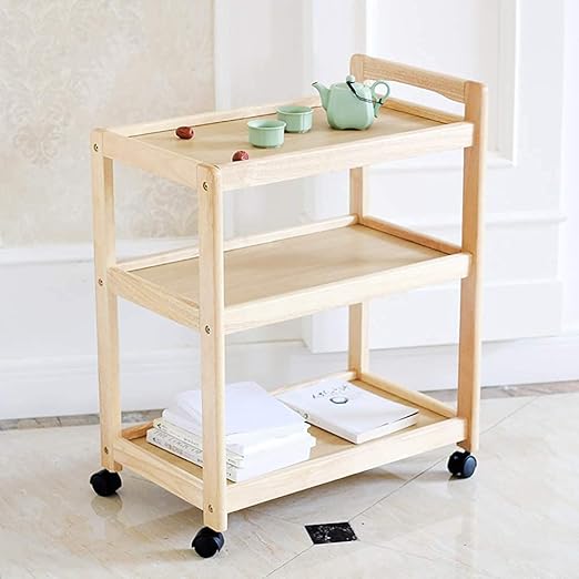 Wood 3 Tiers Dining Cart Table with Wheels dukaansey.pk