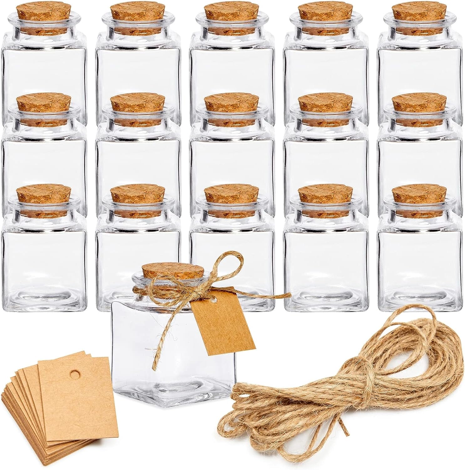 15-Pack of Mini Transparent Squared Jars dukaansey.pk