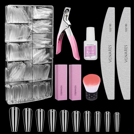 Acrylic Nail Tips and Glue, Venare 500PCS False Nails Set dukaansey.pk