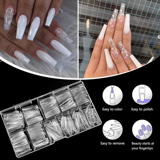 Acrylic Nail Tips and Glue, Venare 500PCS False Nails Set dukaansey.pk