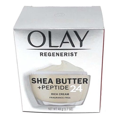 Olay Regenerist Shea Butter + Peptide 24 Rich Cream Face Moisturizer, Fragrance Free, 1.7 oz (48g) dukaansey.pk